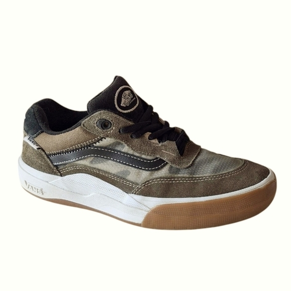 VANS Wayvee Olive Green Camo Skater Sneakers Shoes Boys (Big) 6.5